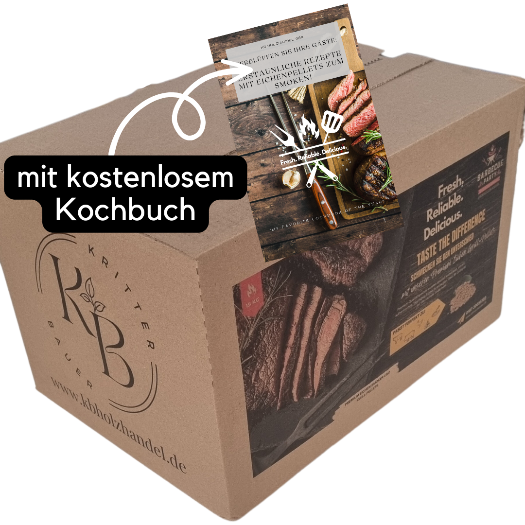 15kg Eichen Grillpellets kaufen - Rauchiges Aroma für BBQ, Pelletsgrill & Smoker - 100% reines Eichenholz