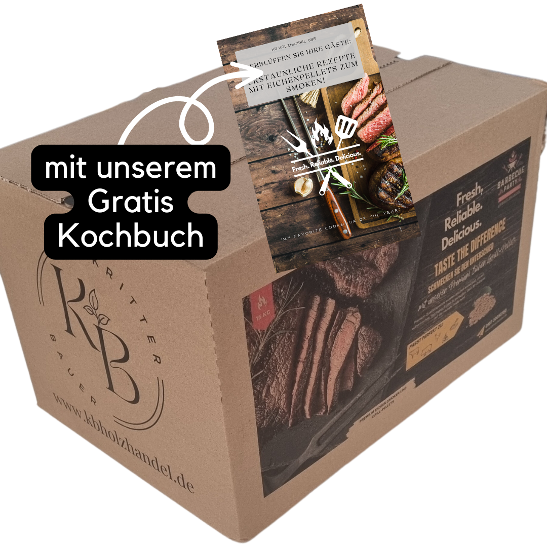 15kg Eichen Grillpellets kaufen - Rauchiges Aroma für BBQ, Pelletsgrill & Smoker - 100% reines Eichenholz